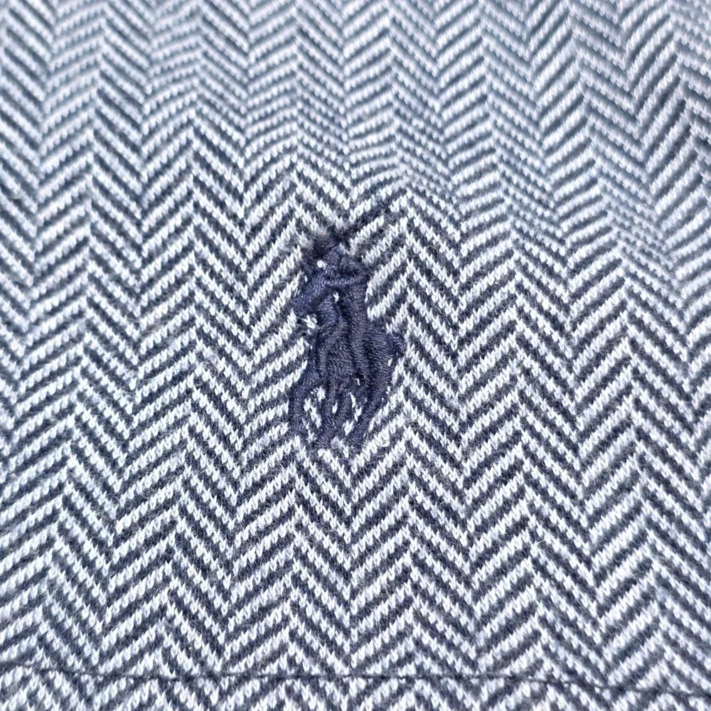 Polo Ralph Lauren Henley Shirt Men XL Blue Herringbone Sleepwear Long Sleeve Tee